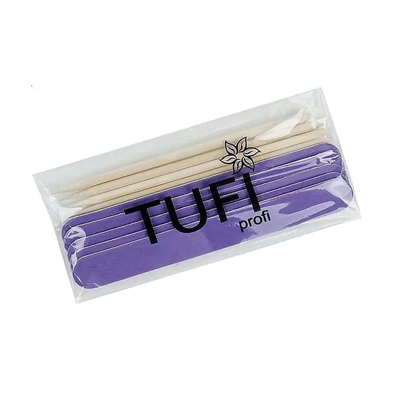 Набір одноразовий для манікюру Tufi profi Premium (пилочки 180/240 гритів, 5 шт + апельсинові палички, 5 шт)
